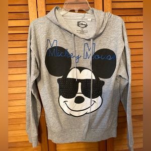 Disney hoodie gray Mickey Mouse sunglasses glitter sparkle